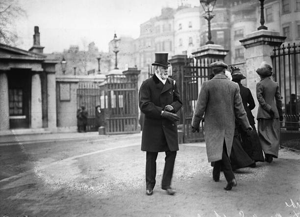 11th April 1912: The 4th Duke of Sutherland (1851 - 1913), Cromartie Sutherland Leveson-Gower, attending the Stafford - Butler wedding at St Peter's in Eaton Square, London. (Photo by Hulton Archive/Getty Images)